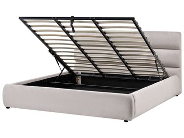 Lit ottoman Lin synthétique BONIFACIO 180 x 200 cm Gris