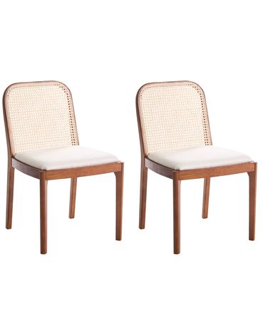 Lot de 2 chaises de salle à manger EDINA Tissu Marron/beige