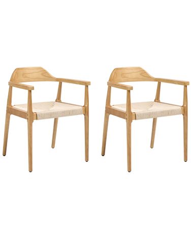 Lot de 2 chaises de salle à manger OAKDALE Bois Marron clair/beige