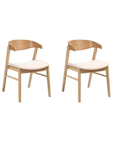 Lot de 2 chaises de salle à manger LILLY Tissu Marron clair/blanc cassé