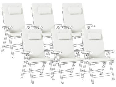 Lot de 6 coussins de jardin JAVA/AMANTEA PREMIUM 50 x 71 cm Blanc cassé