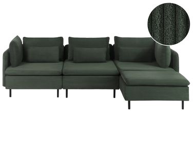 Modulaire hoekbank 3-zits EGERIS Corduroy Donkergroen linkszijdig