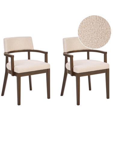 Lot de 2 chaises de salle à manger DALBO Bouclé Marron foncé/blanc cassé