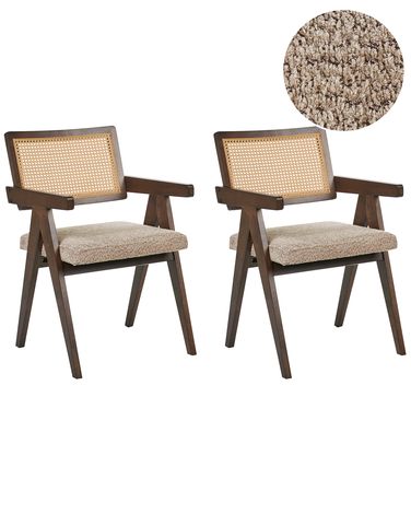Lot de 2 chaises de salle à manger AVA Bois Marron/taupe