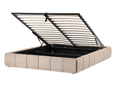 Ottoman Bed without Headboard Fabric GENAS 140 x 200 cm (EU Double) Beige