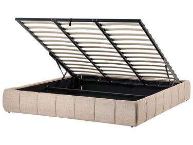 Ottoman Bed without Headboard Fabric GENAS 180 x 200 cm (EU Super King) Beige
