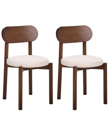 Lot de 2 chaises de salle à manger PAULINA Bois Marron/beige clair