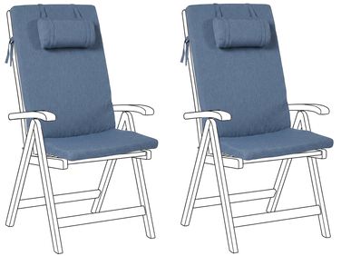 Lot de 2 coussins de jardin JAVA/AMANTEA PREMIUM 50 x 71 cm Bleu