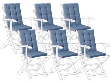 Lot de 6 coussins de jardin JAVA/AMANTEA PREMIUM 50 x 71 cm Bleu