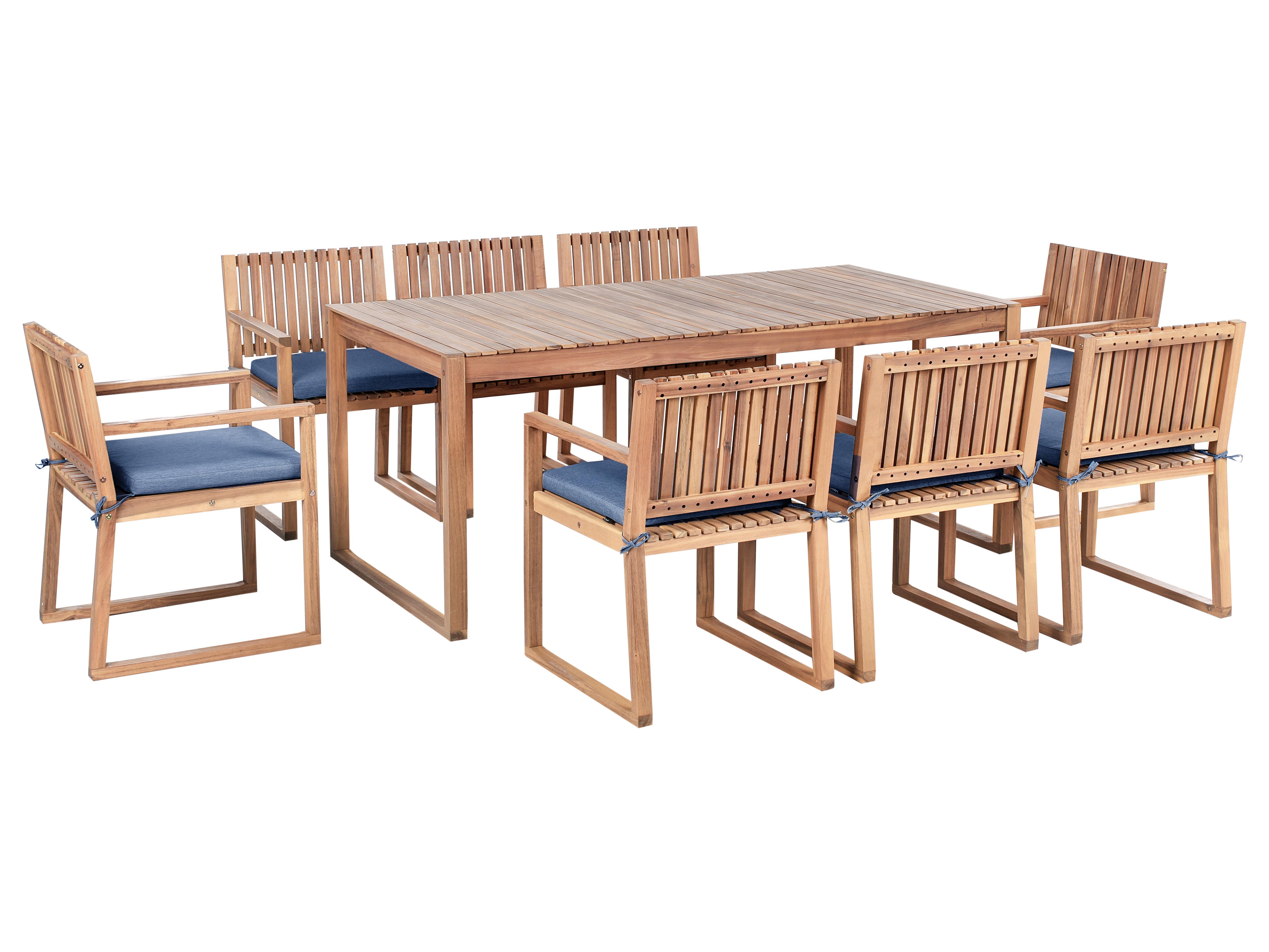Salle à manger de jardin 8 places SASSARI PREMIUM Bois d'acacia certifié Bleu