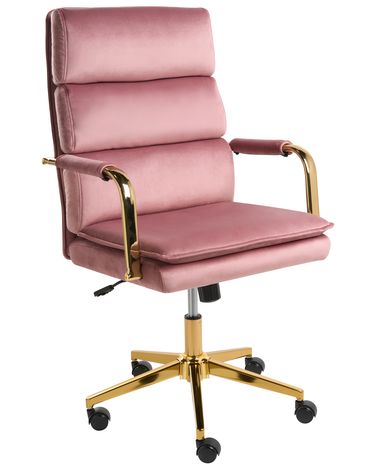Office Chair VAMURE Velvet Pink