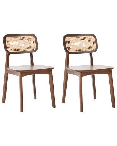 Lot de 2 chaises de salle à manger KENO Bois Marron