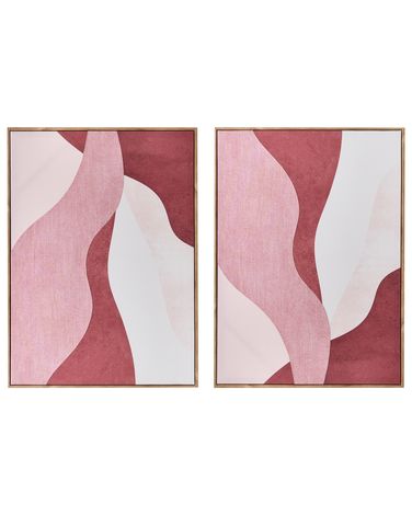 Lot de 2 toiles sur cadre GOWRAN Motif abstrait Rose