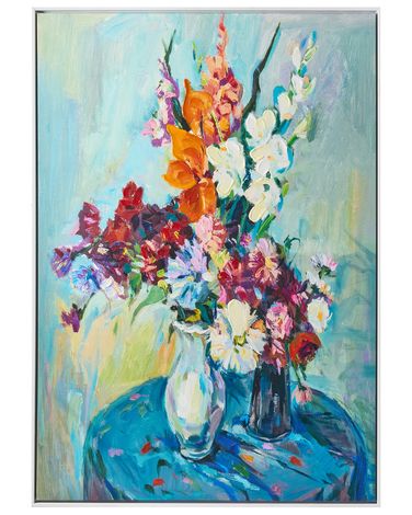 Schilderij KINSALE Bloemen motief Blauw
