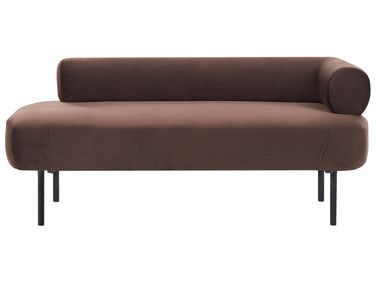 Rechtszijdige chaise longue MIRMANDE Fluweel Donkerbruin