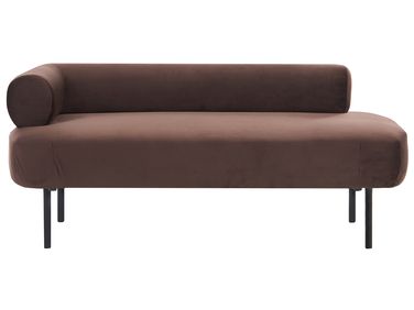Linkszijdige chaise longue MIRMANDE Fluweel Donkerbruin