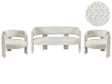 Living Room Set 4 Seater BUREA Chenille Off-White