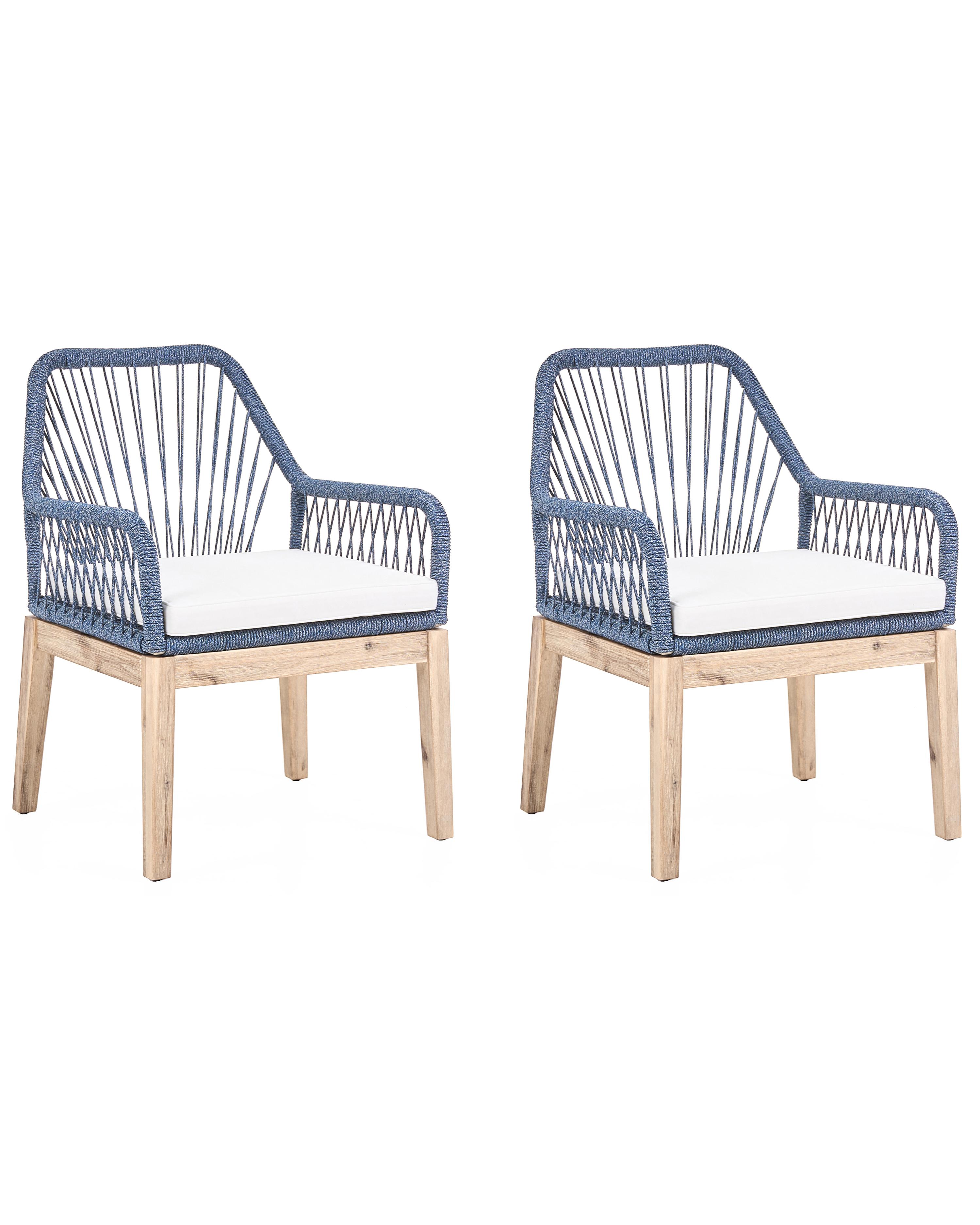 Lot de 2 chaises de jardin avec coussins OLBIA Bleu marine