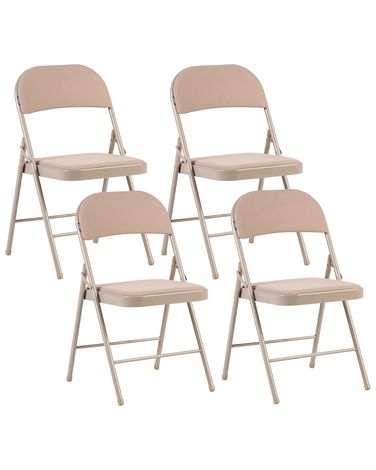 Lot de 4 chaises pliantes SPARKS Métal Beige