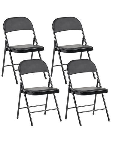 Lot de 4 chaises pliantes SHASTA Métal Noir