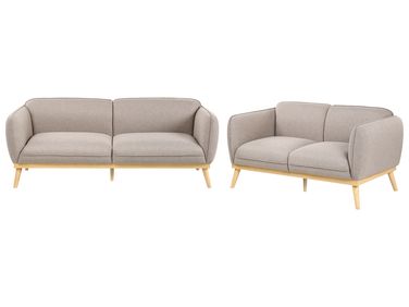 Living Room Set 5 Seater LJUNG Fabric Light Brown