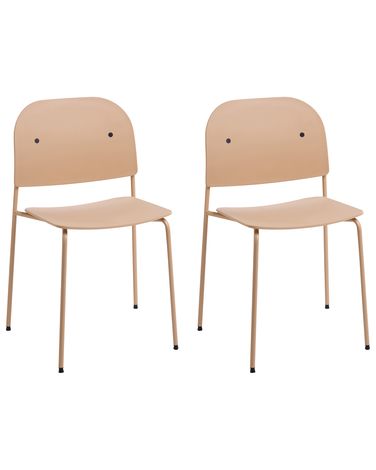 Lot de 2 chaises de salle à manger WINDUST Métal Beige