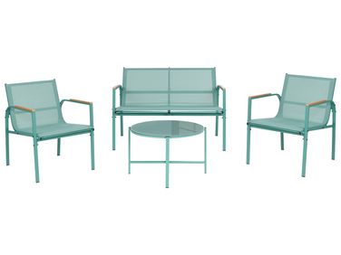 Garden Lounge Set with Table 4 Seater LEDRO Metal Green