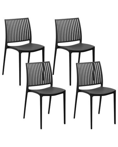 Lot de 4 chaises de jardin ILLUMANI Noir