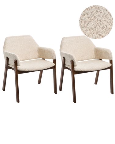 Lot de 2 chaises de salle à manger ALBION Bouclé Beige clair