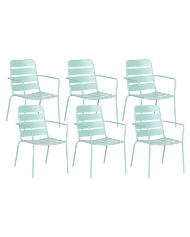 Lot de 6 chaises de jardin TERENZO Métal Vert menthe