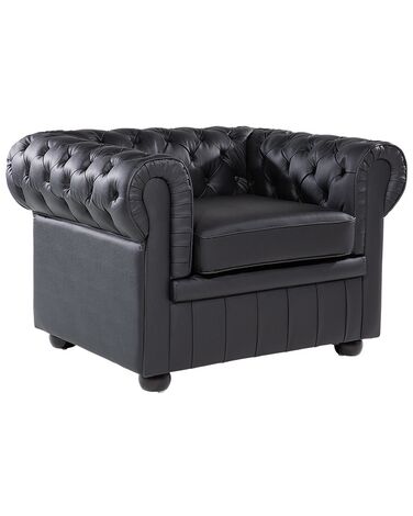 Fauteuil CHESTERFIELD Leer Zwart