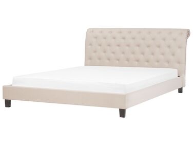 Lit avec sommier Tissu REIMS 180 x 200 cm Beige