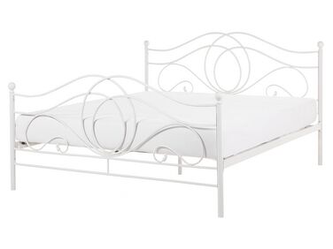 Lit avec sommier Métal LYRA 160 x 200 cm Blanc