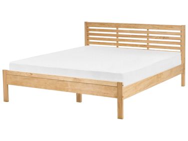 Lit avec sommier Bois de pin CARNAC 160 x 200 cm Marron clair