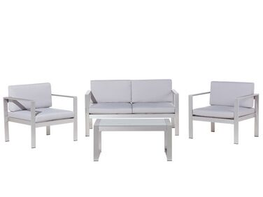 Ensemble de salon de jardin avec table 4 places SALERNO Métal Gris clair