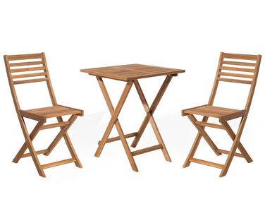 Bistro Set Folding FIJI Acacia Wood Light Brown
