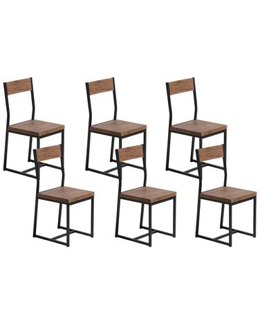 Lot de 6 chaises de salle à manger LAREDO Marron/noir
