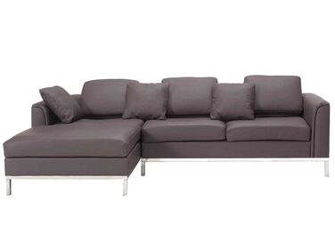 Corner Sofa 4 Seater OSLO Leather Brown Right Hand