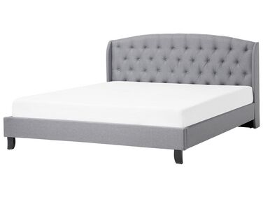 Lit avec sommier Tissu BORDEAUX 180 x 200 cm Gris clair