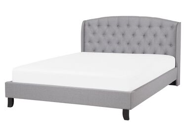 Lit avec sommier Tissu BORDEAUX 160 x 200 cm Gris clair