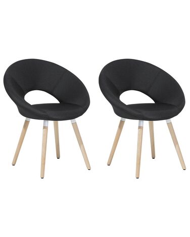 Lot de 2 chaises de salle à manger ROSLYN Tissu Noir