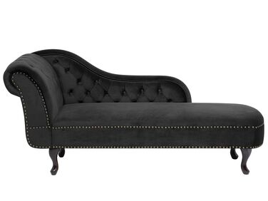 Left-Hand Chaise Longue NIMES Velvet Black