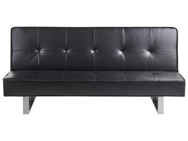 Sofa Bed 3 Seater DERBY Faux Leather Black