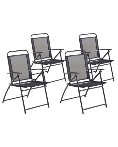 Lot de 4 chaises de jardin LIVO Métal Noir