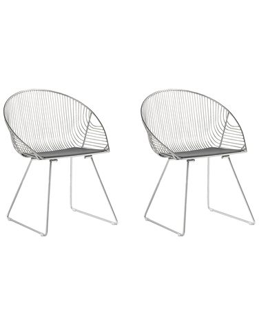 Lot de 2 chaises de salle à manger AURORA Métal Argenté