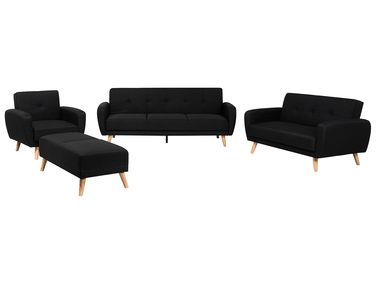 Living Room Set FLORLI Fabric Black