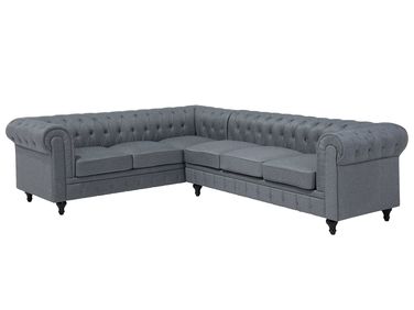 Hoekbank 6-zits CHESTERFIELD Stof Grijs rechtszijdig
