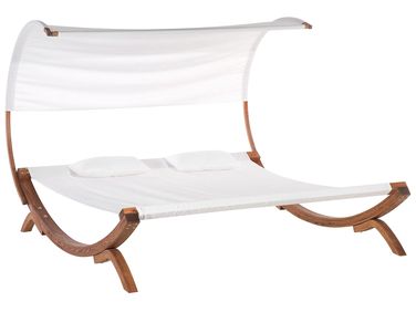 Transat avec coussin TERAMO Bois de mélèze Blanc cassé