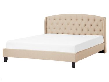 Lit avec sommier Tissu BORDEAUX 160 x 200 cm Beige