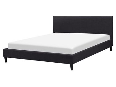 Lit avec sommier Tissu FITOU 160 x 200 cm Noir